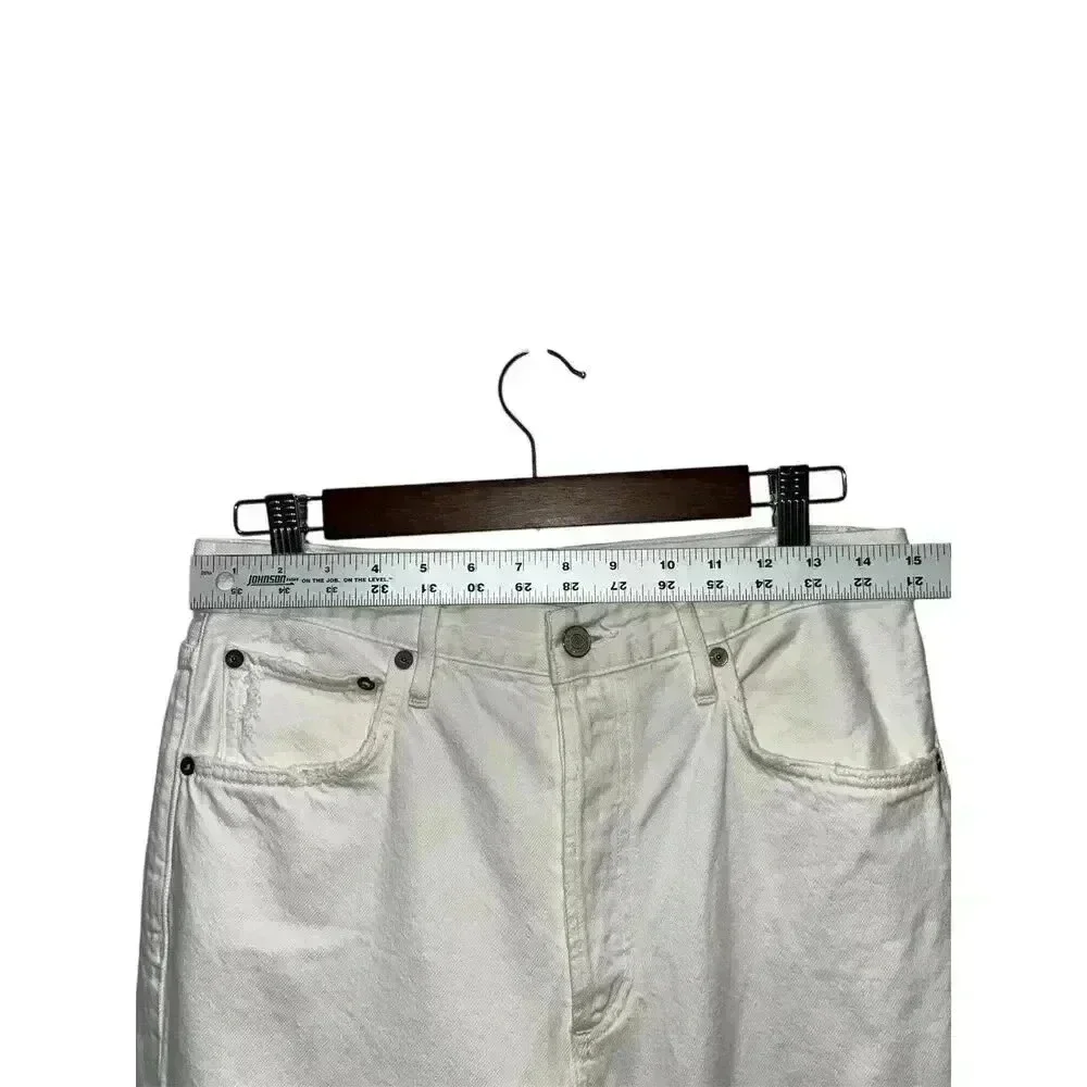 Agolde Riley High Rise Straight Crop White Veil 100% Cotton Jeans Size 28